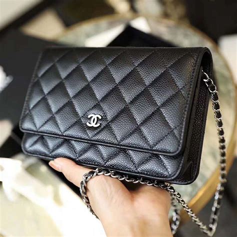 black chanel wallet on chain